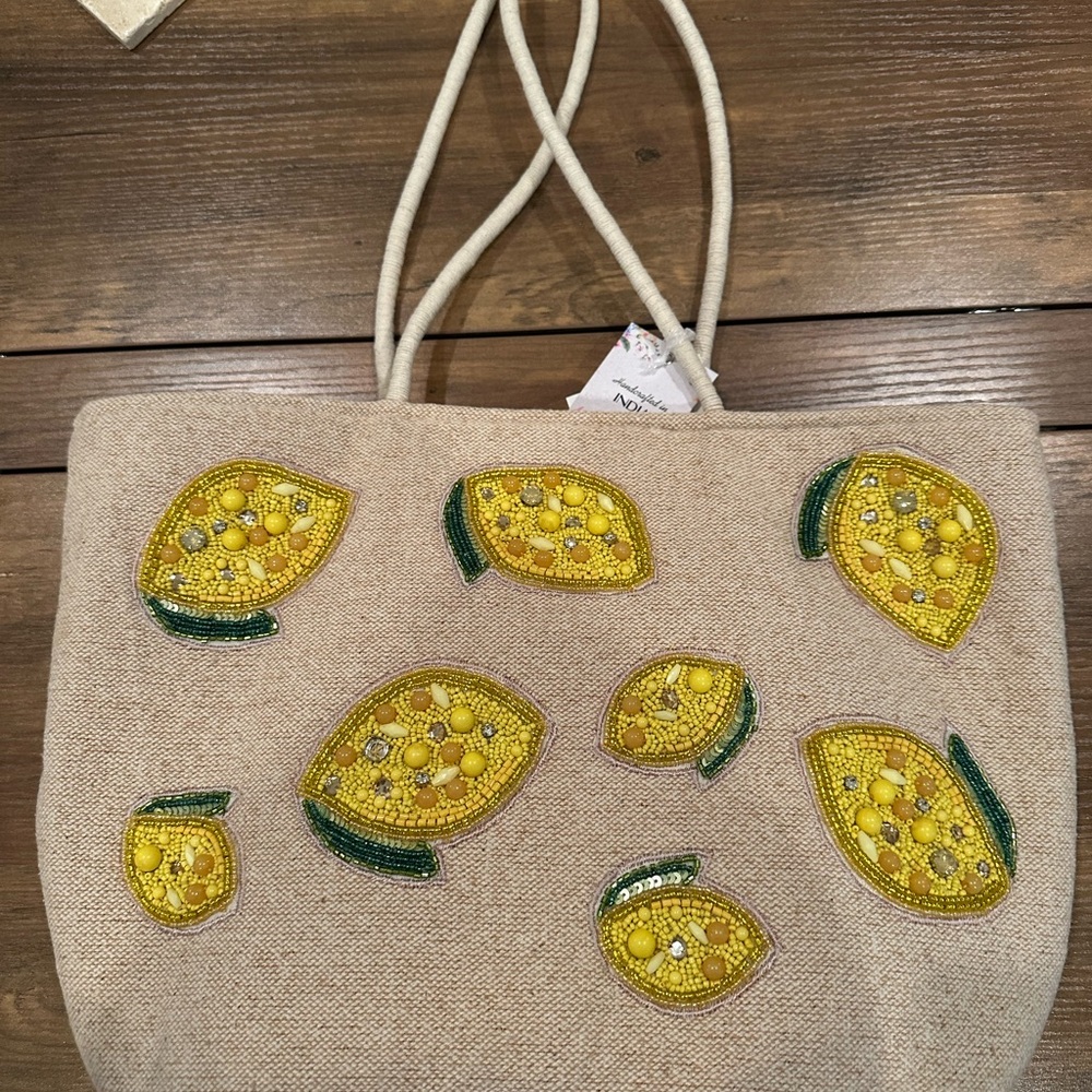 Beaded Lemon tote bag